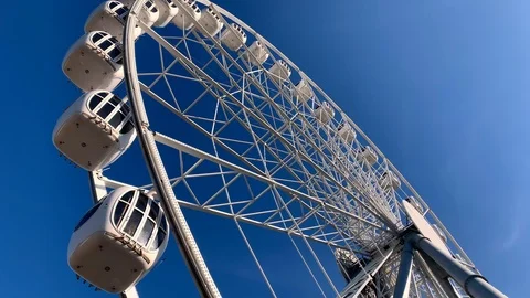 Ferris wheel (bottom view) in the amusement park Stock Footage 115824950