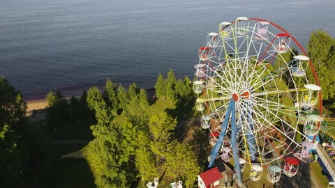 Ferris wheel on the coast Video stock 155494429