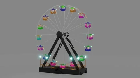 Ferris wheel colorful animation Loop 3D render video Stock Footage 137851527