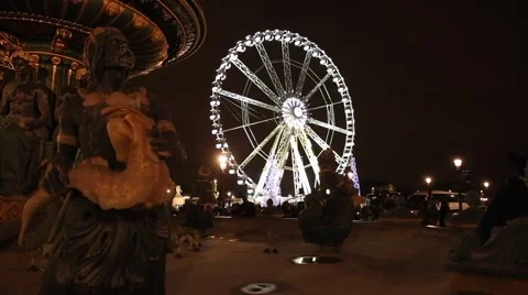 Ferris wheel on the Concorde square in the christmas time, Paris, France Video stock 47248300