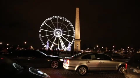 Ferris wheel on the Concorde square in the christmas time, Paris, France Video stock 47248366