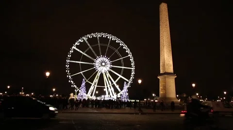 Ferris wheel on the Concorde square in the christmas time, Paris, France Stock Footage 47248381