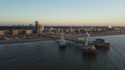 Ferris Wheel Den Haag Scheveningen on Sunset Stock Footage 229976246