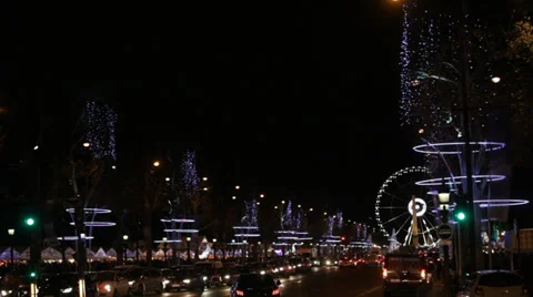 Ferris wheel during the Christmas time in Paris, Champs-Élysées/Concorde Stock Footage 33665231