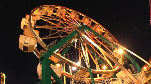 Ferris Wheel Dutch Angle Night Stock Footage 4080721