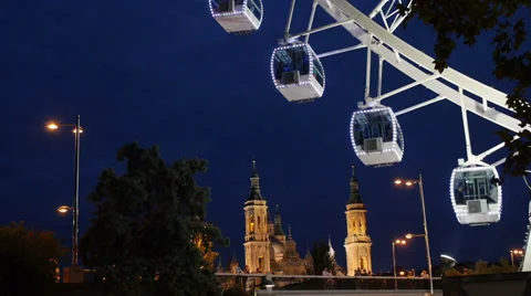 Ferris Wheel in the evening Stock Footage 32327337