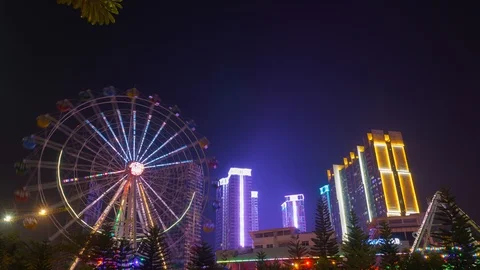 Ferris Wheel At Fairground, Time Lapse Video stock 96205341