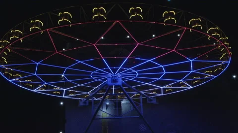 Ferris wheel "Golden Ring», Yaroslavl at night Stock Footage