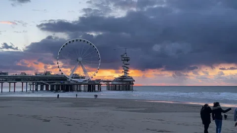 Ferris wheel on the hague scheveningen beach Stock Footage 246714400