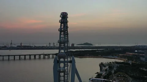 Ferris wheel of Haibin Culture Park Stock Footage
