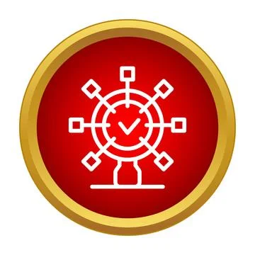 Ferris wheel icon with check mark inside red circle Stock Illustration