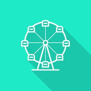 Ferris wheel icon with long shadow Stock Illustration