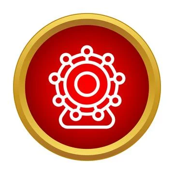Ferris wheel icon with red circle background Stock Illustration