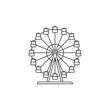 . Ferris wheel icon vector linear design isolated on white background. Park logo Illustrazione stock