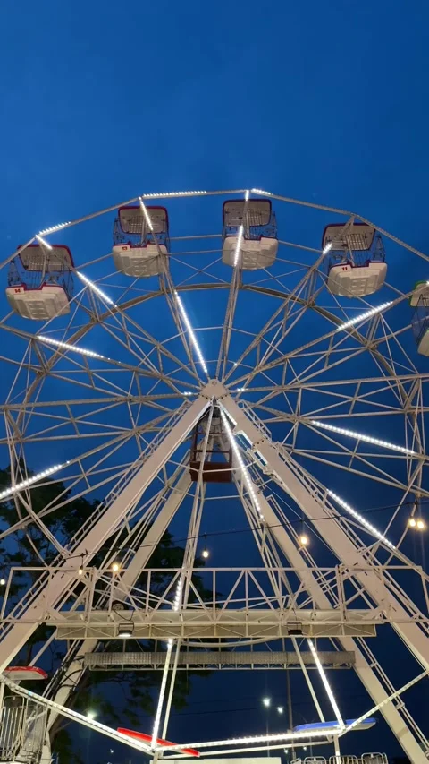 Ferris Wheel with interactive LED lights in Theme Park or Amusement Park Vídeos de archivo 295513979
