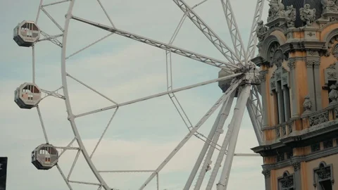 Ferris wheel isolated on cloud background Stock Footage 122938215