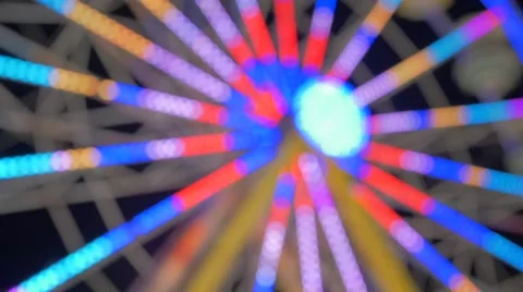Ferris Wheel Light Patterns Spinning Out Of Focus Blur Slow Motion Видео 67415428