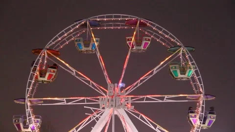 Ferris wheel in lights. Carousel close up Stock Footage 138263285