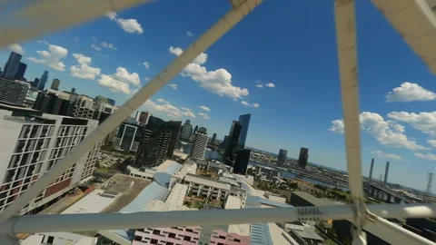 Ferris wheel in Melbourne FPV drone video. Amusement park. Stock Footage 249756483