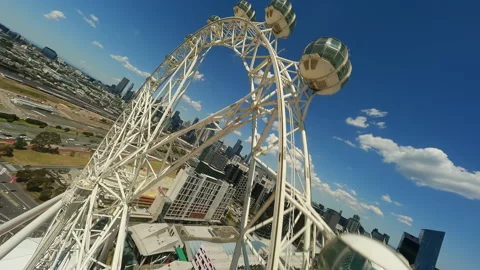Ferris wheel in Melbourne FPV drone video. Amusement park. Stock Footage 249756533