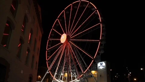 Ferris wheel at night with colored lights 05 Stock Footage 108603594