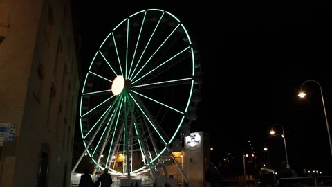 Ferris wheel at night with colored lights 06 Stock Footage 108605191