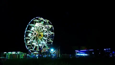 Ferris wheel at night Stock Footage 76626206