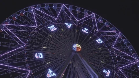Ferris Wheel at Night Stock Footage