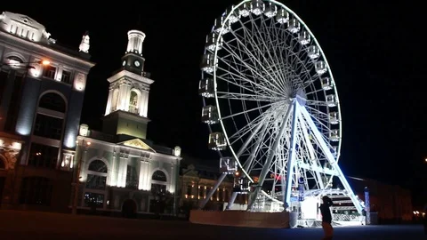 Ferris wheel at night Stock Footage 119078994