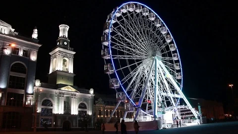 Ferris wheel at night Stock Footage 119079023