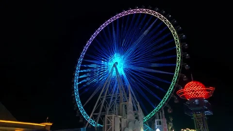 Ferris Wheel at Night Video stock 180437009