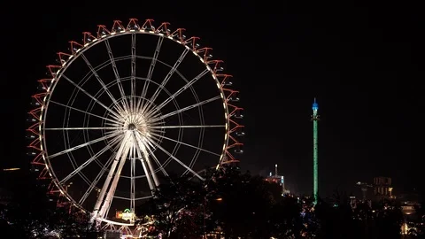 Ferris wheel in the night with lights Video stock 100048713
