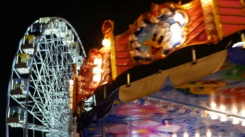 Ferris wheel night park Stock Footage 85363793