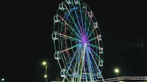 Ferris wheel in the night park Stock Footage 157184782