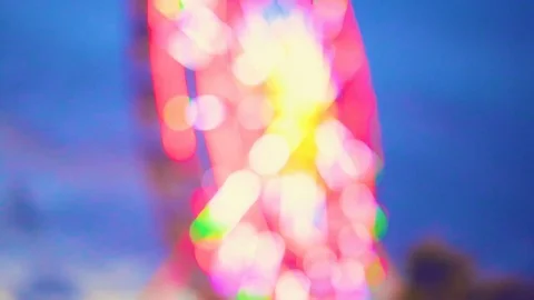 Ferris Wheel Night Side ViewA wide shot from directly under the side of a Ferris Stock Footage 81628537
