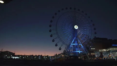 Ferris Wheel Night Time-Lapse during Japan Sunset Stock Footage 159449590