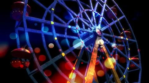 Ferris wheel night view. With the rays from the lanterns. 3d-rendering Stock Illustration