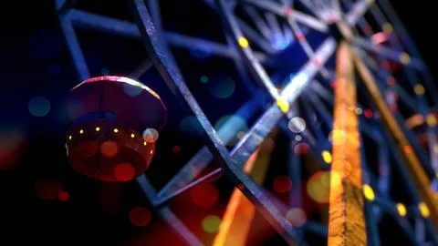 Ferris wheel night view. With the rays from the lanterns. 3d-rendering Illustrazione stock