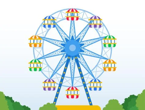 Ferris wheel in a park vector icon flat isolated Stock Illustration
