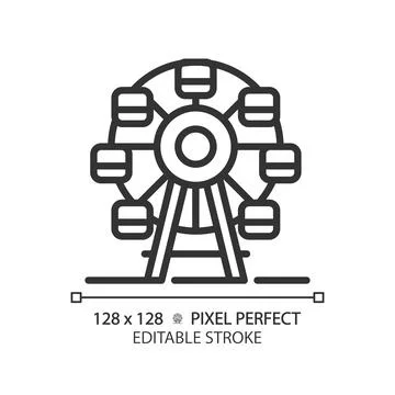 Ferris wheel pixel perfect linear icon Stock Illustration