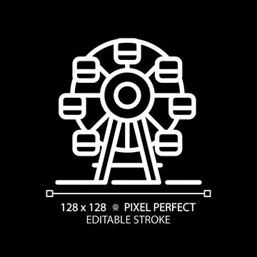 Ferris wheel pixel perfect white linear icon for dark theme Stock-Illustration