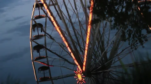 Ferris Wheel Reflex On Water Stock Footage 28996924