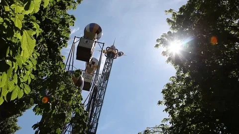 Ferris Wheel ride in theme park Stock Footage 89588472