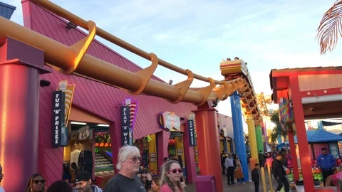 Ferris Wheel Roller Coaster Carnival Rides Stock Footage 112895051