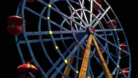 Ferris wheel rotates against the background of the night sky, close-up 3d Stock Footage 255287793