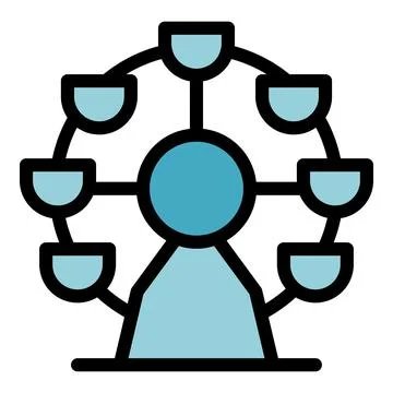 Ferris wheel rotating with empty cabins at amusement park Stock Illustration