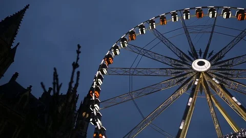 Ferris Wheel Roue de Paris in the centre of Ghent. Ghent, Belgium. December 27 Stock Footage 72858872