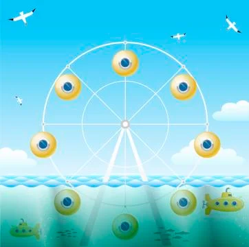 Ferris wheel in the sea Stock Illustration
