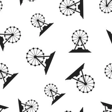 Ferris wheel seamless pattern background. Business flat vector illustration.  Stock Illustration