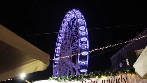 Ferris Wheel from the Side, Night Video Stock Footage 225074287
